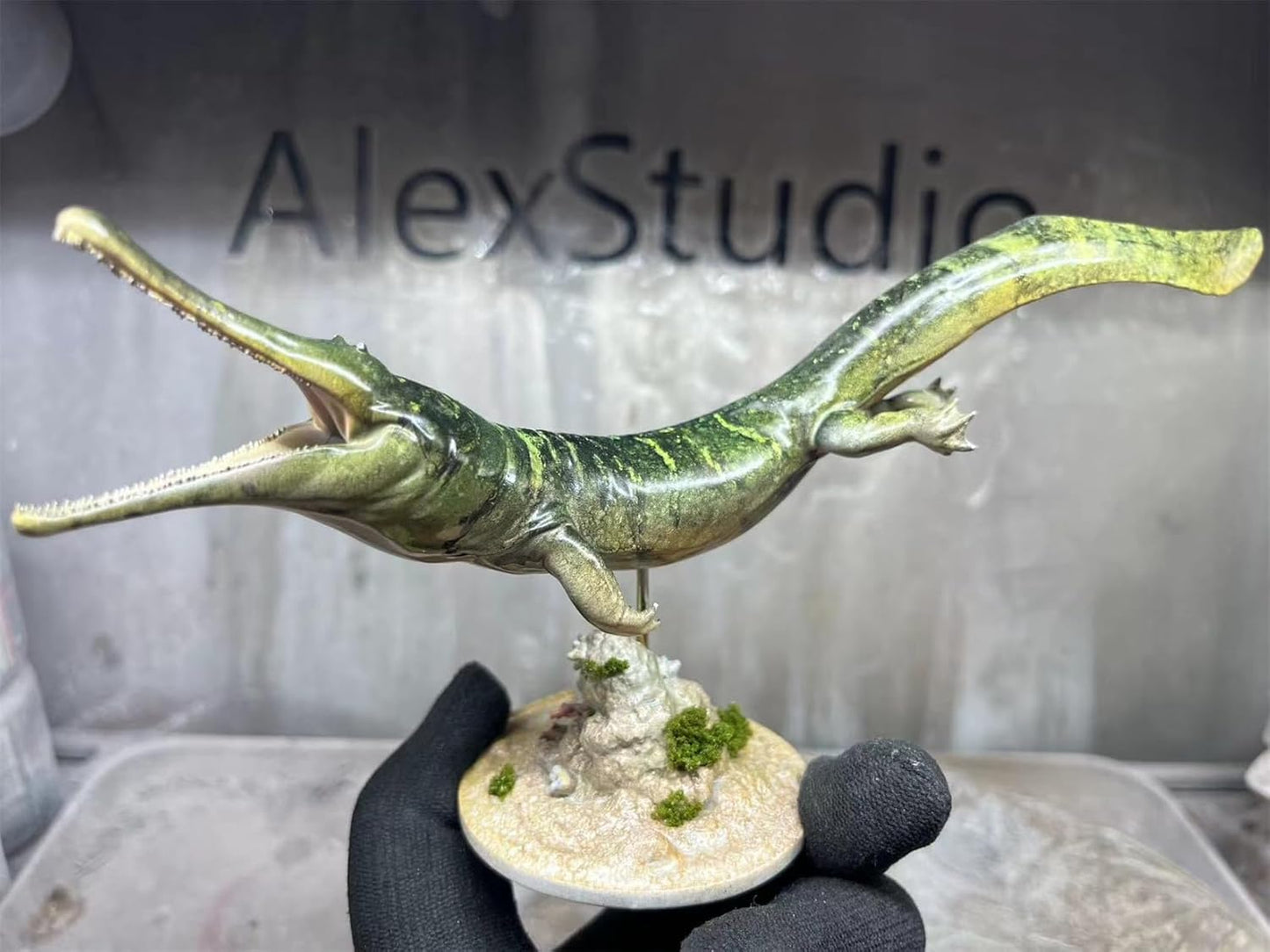 BACALYSO | ALEX STUDIO Prionosx Figure, 7.1 inches (18 cm), Permium, Amphibians, Prionoskus, Arquegosaurus, Animal, Resin, Painted, Statue, Cute, Realistic, Animal, Plastic Model, Toy Model, Figurine