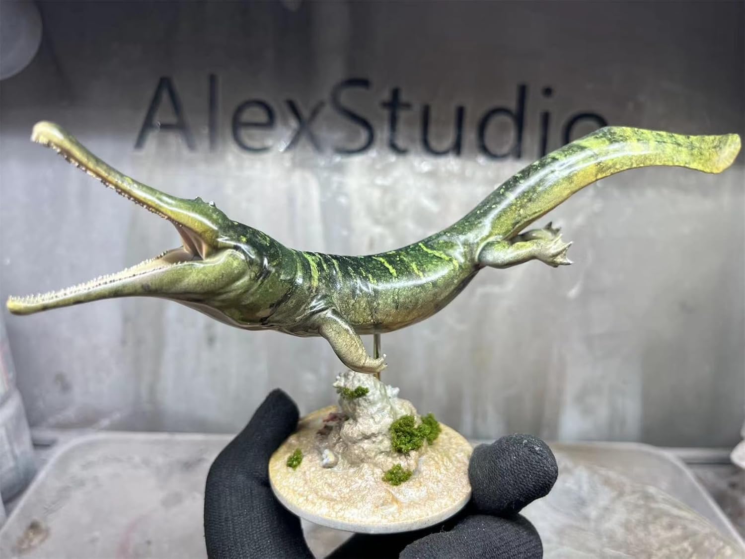 BACALYSO | ALEX STUDIO Prionosx Figure, 7.1 inches (18 cm), Permium, Amphibians, Prionoskus, Arquegosaurus, Animal, Resin, Painted, Statue, Cute, Realistic, Animal, Plastic Model, Toy Model, Figurine