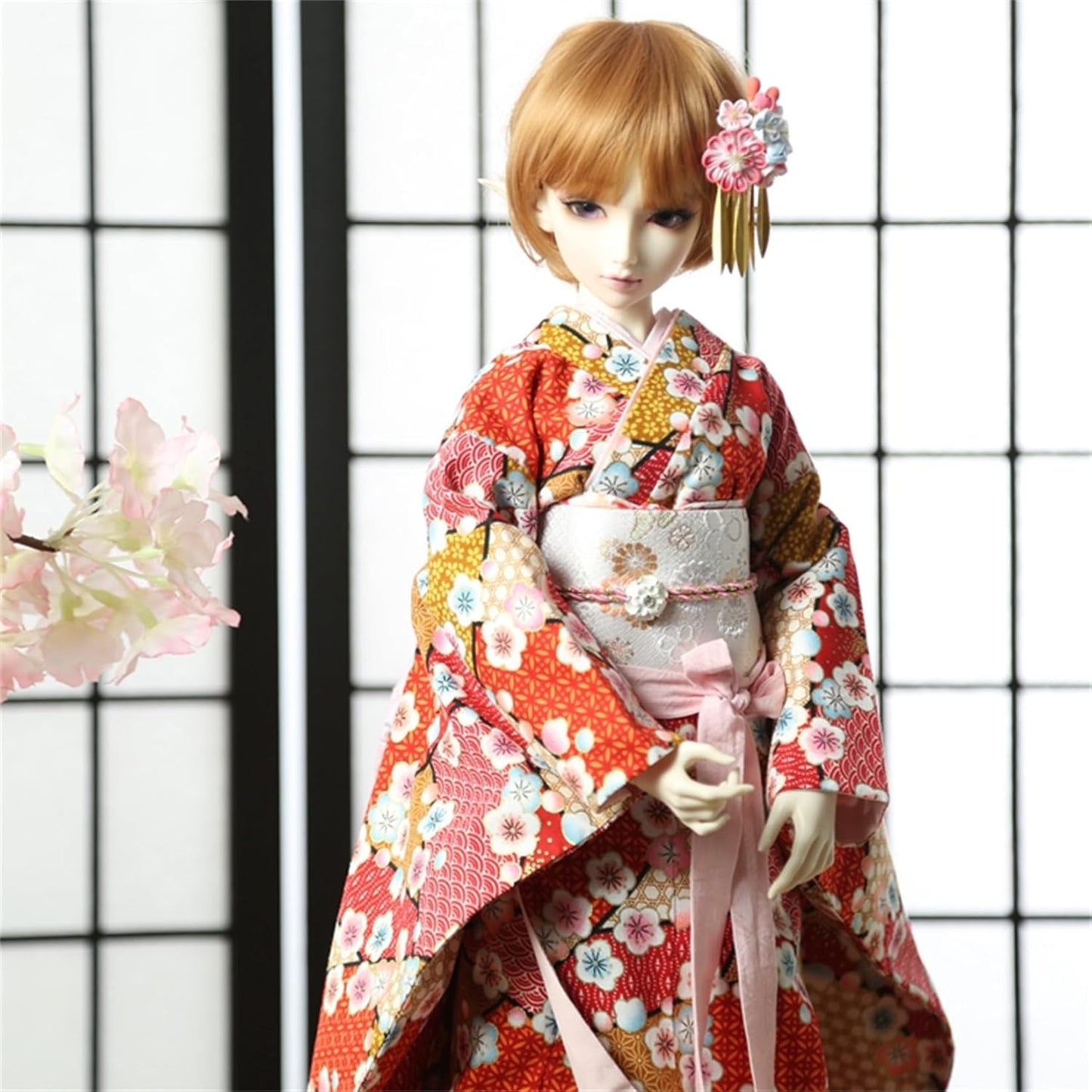蘭亭集夢 1/3 1/4 1/6 スケール BJD 人形服 和風 振袖 浴衣 吟春 女の子 着物 晴れ着 7点セット 着物 和柄 人形服 着せ替え 服セット