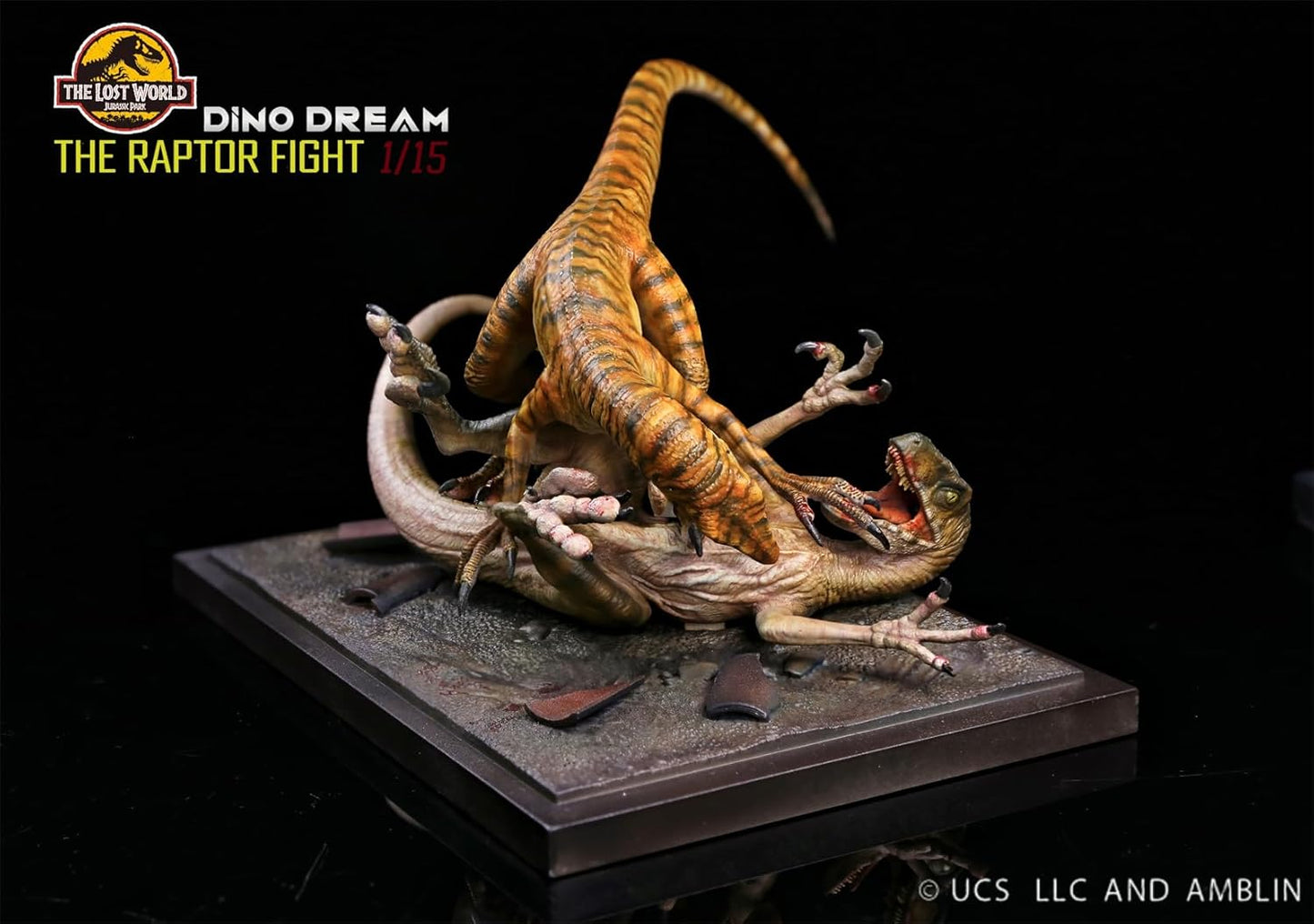 DINO DREAM 1/15 サイズ ヴェロキラプトル ドロマエオサウルス科 白亜紀 小型肉食恐竜 恐竜 24cm級 フィギュア 樹脂 プラモデル 模型 シーン 情景セット 塗装済 台座付き