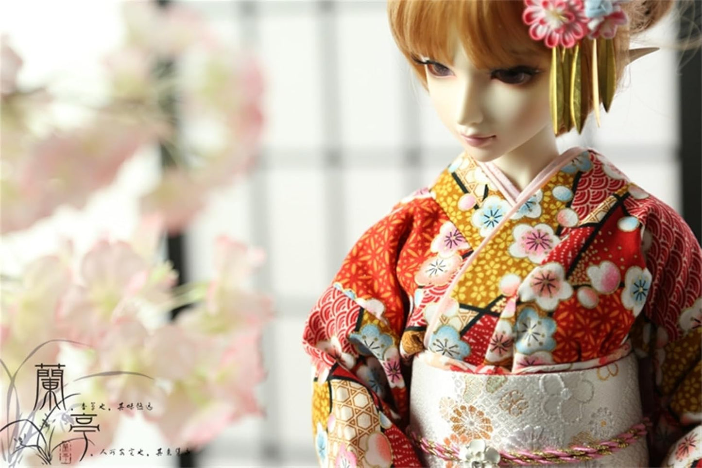 蘭亭集夢 1/3 1/4 1/6 スケール BJD 人形服 和風 振袖 浴衣 吟春 女の子 着物 晴れ着 7点セット 着物 和柄 人形服 着せ替え 服セット