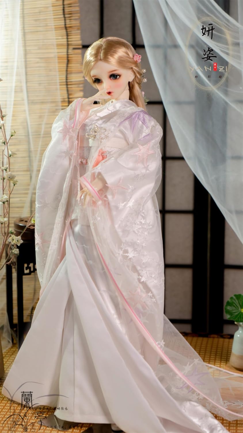 蘭亭集夢 1/3 1/4 スケール BJD 人形服 和風 紗 羽織 花嫁 白無垢 着物 姸姿 女の子 晴れ着 10点セット 振袖 和柄 人形服 着せ替え 服 仮装 服セット