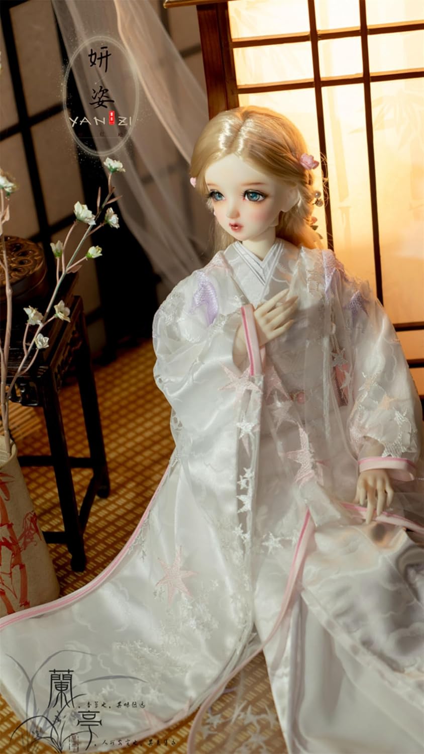蘭亭集夢 1/3 1/4 スケール BJD 人形服 和風 紗 羽織 花嫁 白無垢 着物 姸姿 女の子 晴れ着 10点セット 振袖 和柄 人形服 着せ替え 服 仮装 服セット