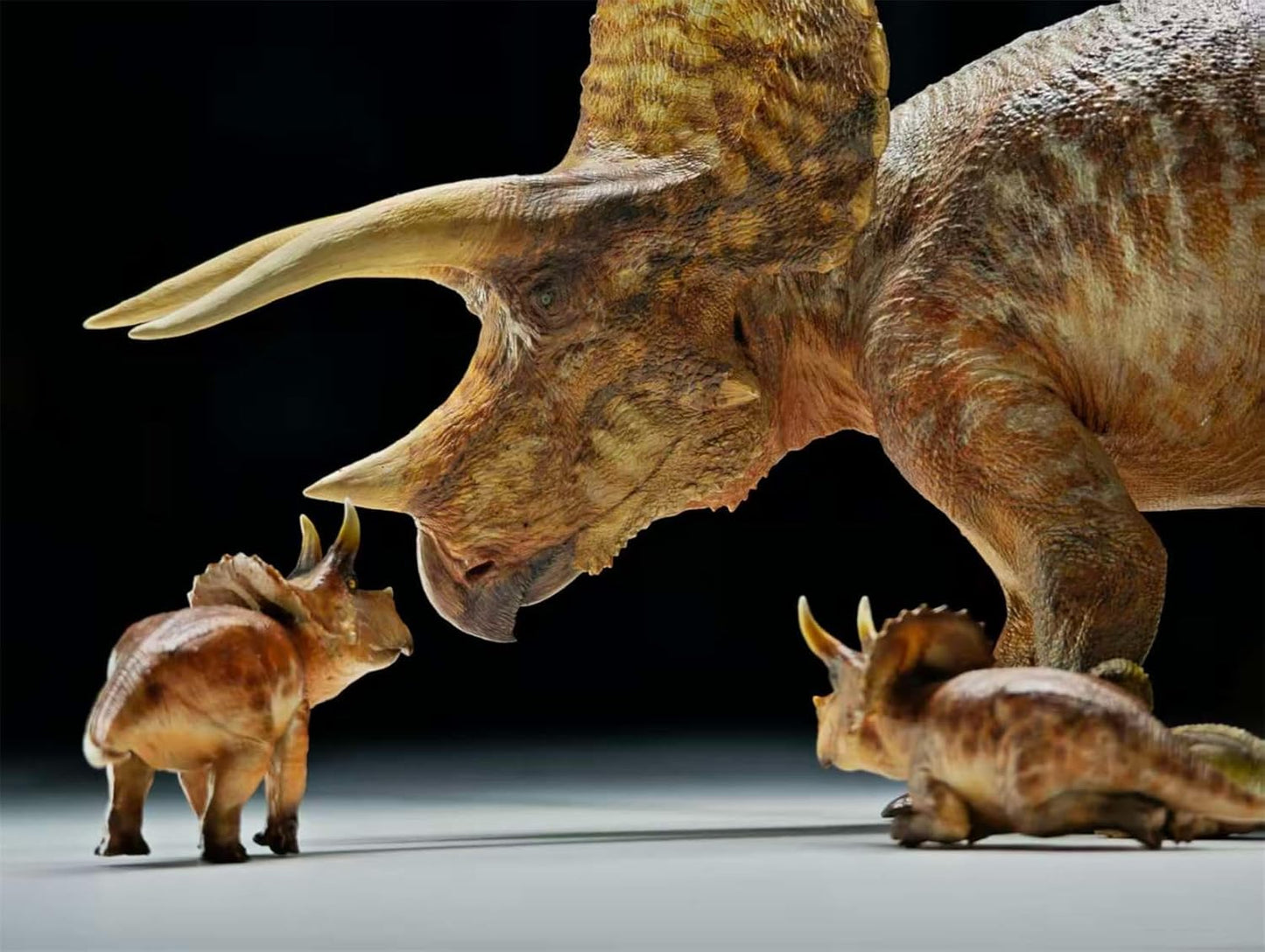 Carson Long STUDIO トリケラトプス ケラトプス科 白亜紀 植物食 恐竜 リアル フィギュア 樹脂 プラモデル 模型 スタチュー 台座付き (塗装済み, 1/18) [並行輸入品]