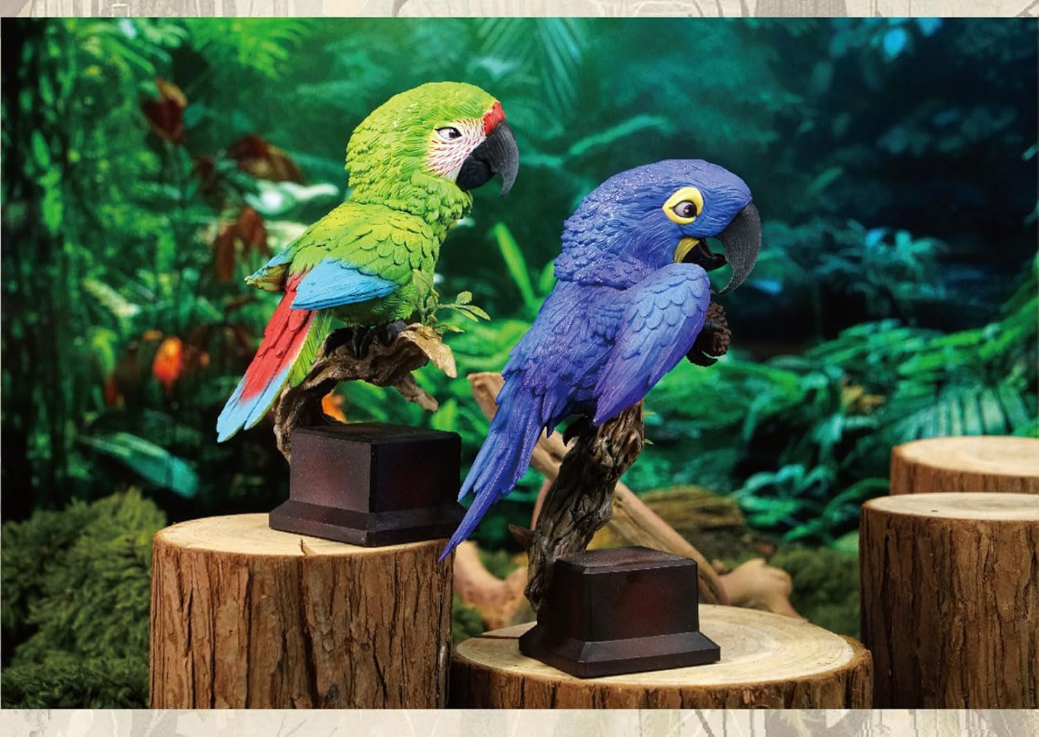 動物バンバン 鳥シリーズ第5弾 ヒワコンゴウインコ スミレコンゴウインコ フィギュア オス メス 台座付き 14cm級 リアル 可愛い プラモデル 大人のコレクション スタチュー 模型 プレゼント 撮影道具 置物 (2点セット) [並行輸入品]