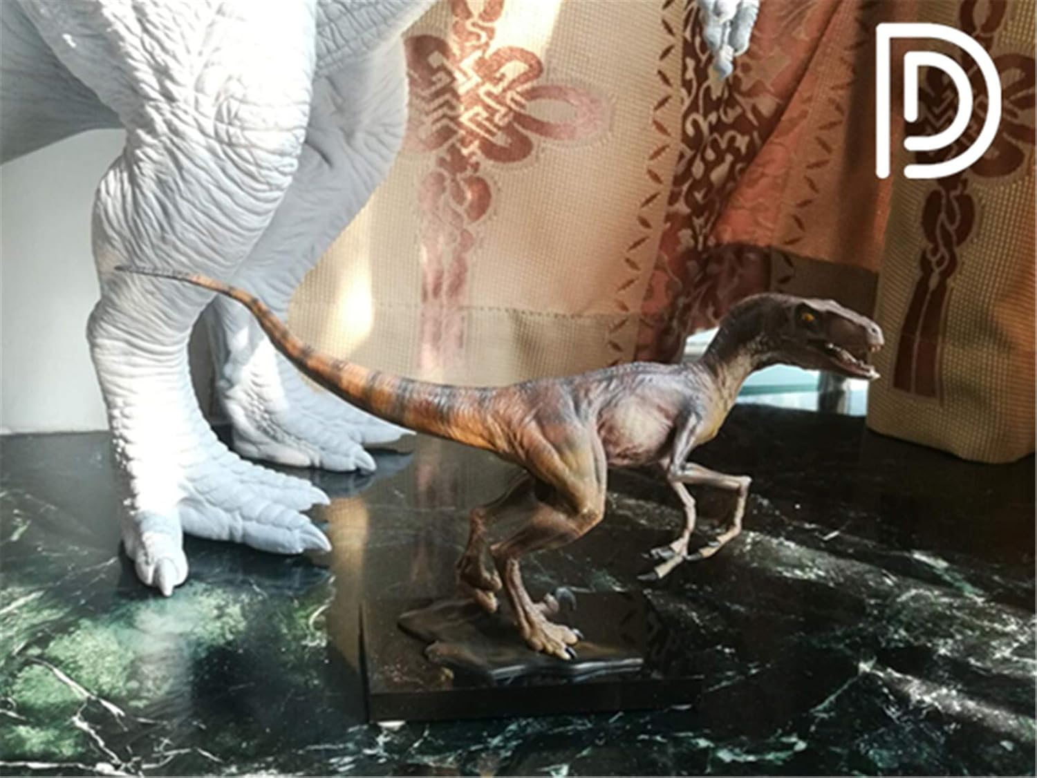 DINO DREAM ティラノサウルス Tレックス T-REX ヴェロキラプトル セット 恐竜 肉食 リアル フィギュア PVC プラモデル おもちゃ 模型 プレゼント プレミアム 20cm級 オリジナル スタチュー 塗装済 完成品 置物 台座付き