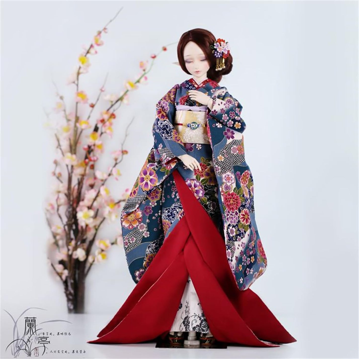 蘭亭集夢 1/3 1/4 1/6 スケール BJD 人形用服 花魁 花嫁 青箜 女の子 着物 晴れ着 8点セット 振袖 和柄 人形服 服セット