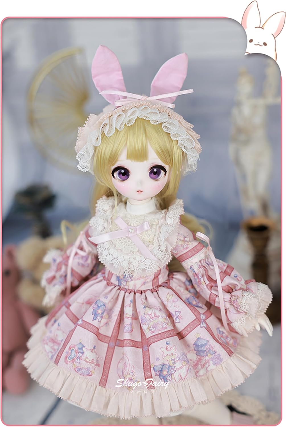 BACALYSO | shuga fairy 1/4 スケール 球体関節人形 女 Makoto 精霊 兎耳少女 ロリータ BJDドール 可動 フィギュア 身長40CM メイク済み 仮装でき 可愛い 樹脂 服セット (洋服セット)