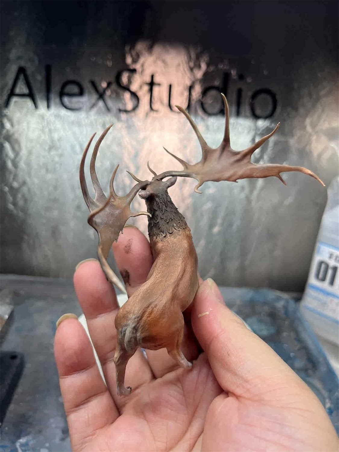 BACALYSO | ALEX STUDIO ギガンテウスオオツノジカ フィギュア ジカ 古生物 史上最大のシカ 哺乳類 シカ科 メガロケロス属 樹脂 塗装済 可愛い リアル 動物 プラモデル おもちゃ 模型 置物 (ブラウン,1/20)