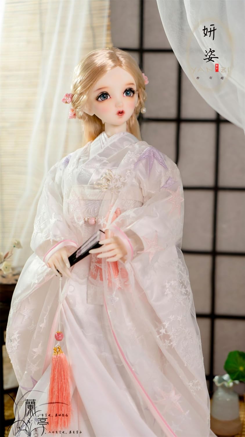蘭亭集夢 1/3 1/4 スケール BJD 人形服 和風 紗 羽織 花嫁 白無垢 着物 姸姿 女の子 晴れ着 10点セット 振袖 和柄 人形服 着せ替え 服 仮装 服セット