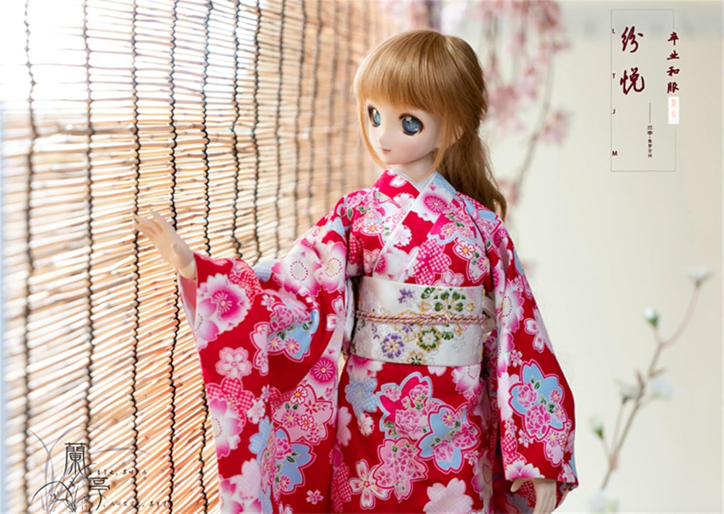 蘭亭集夢 1/3 1/4 1/6 スケール BJD 人形服 紅地 桜 卒業着物 纷悦 女の子 晴れ着 7点セット 振袖 和柄 人形服 着せ替え服 仮装 服セット