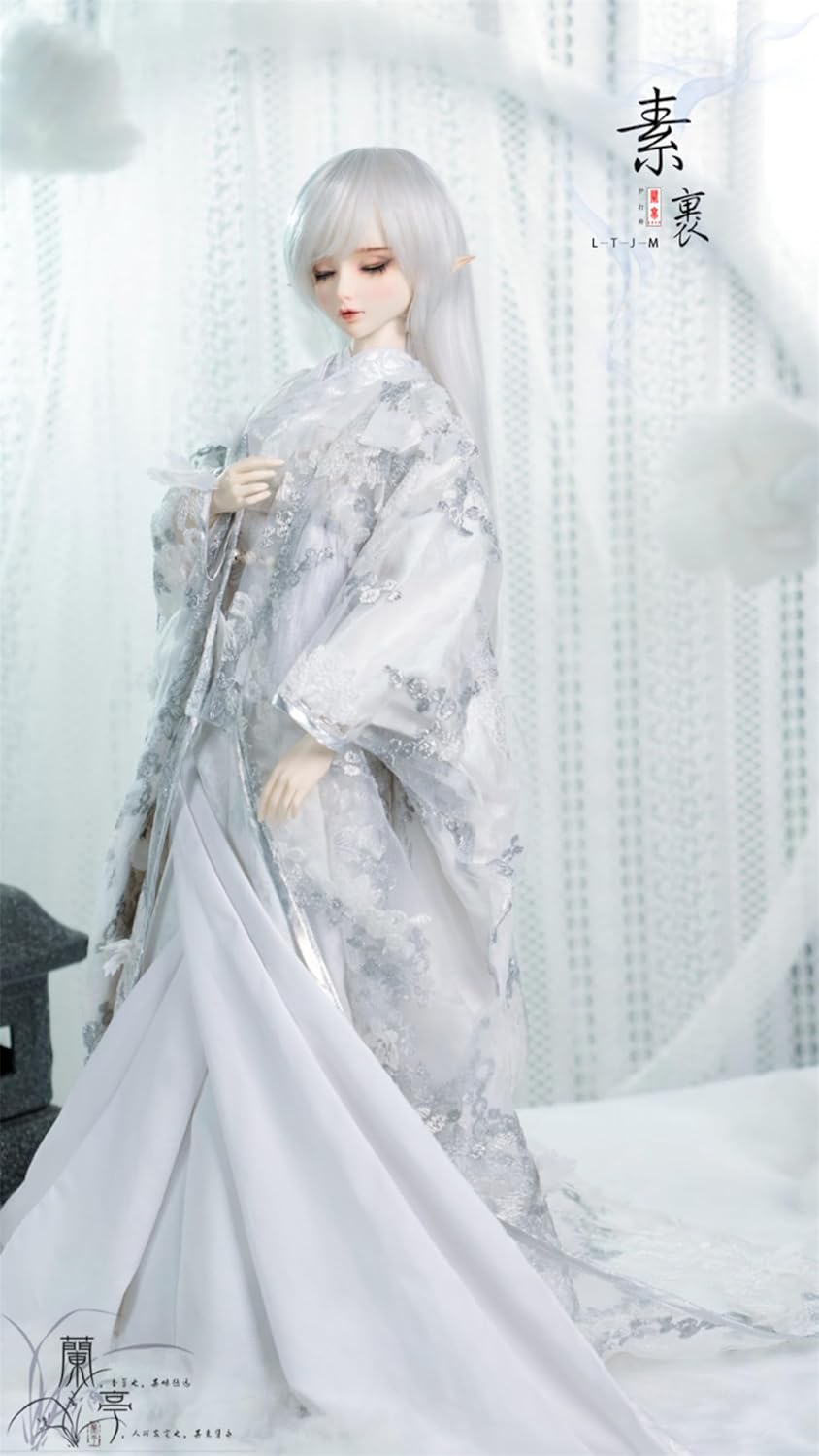 蘭亭集夢 1/3 1/4 スケール BJD 人形服 花魁 立体花柄 花嫁 素裹 女の子 着物 晴れ着 10点セット 振袖 和柄 人形服 着せ替え服 仮装 服セット