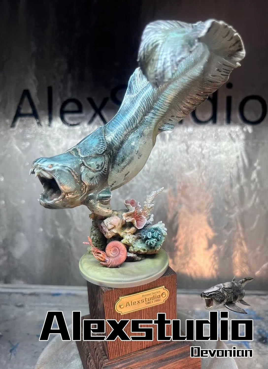Alex STUDIO ダンクルオステウス フィギュア 古生代デボン紀 ダンクレオステウス科 動物 海洋生物 リアル 樹脂 プラモデル 大人のおもちゃ 模型 プレゼント 置物 台座付き (1/20～1/18) [並行輸入品]