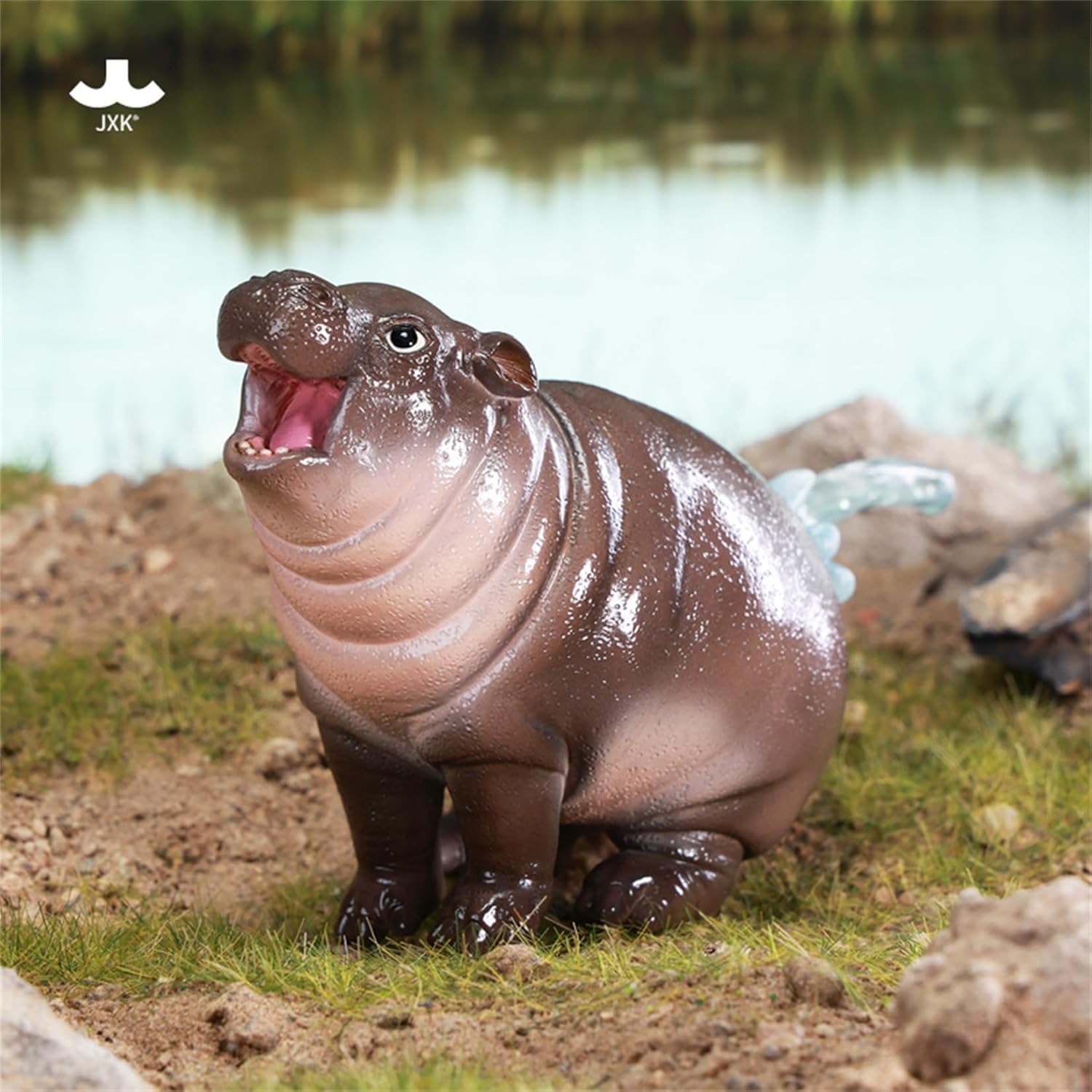 JXK カバ 5.0 幼年期 可愛い 哺乳綱 偶蹄目 動物 リアル フィギュア 樹脂 プラモデル プレミアム 模型 12cm級 動物好き 置物
