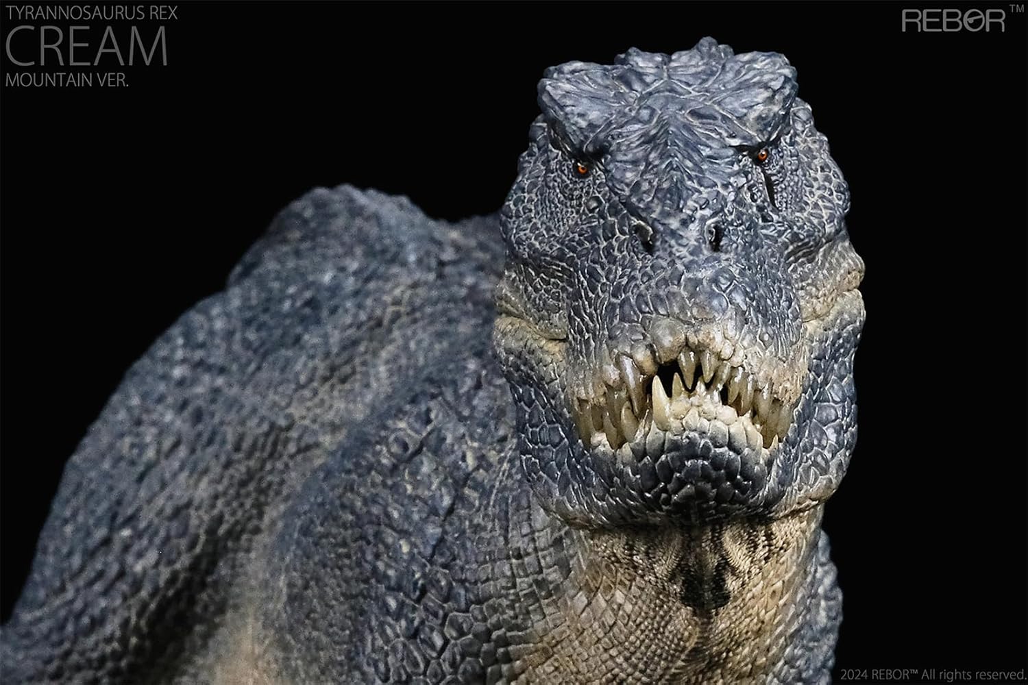 BACALYSO |REBOR 1/35 サイズ ティラノサウルス フィギュア Tレックス T-REX 獣脚類 恐竜 42cm級 口開閉可能 恐ろしい 模型 白亜紀 情景セット プラモデル 大人おもちゃ 置物 プレゼント (山脈)