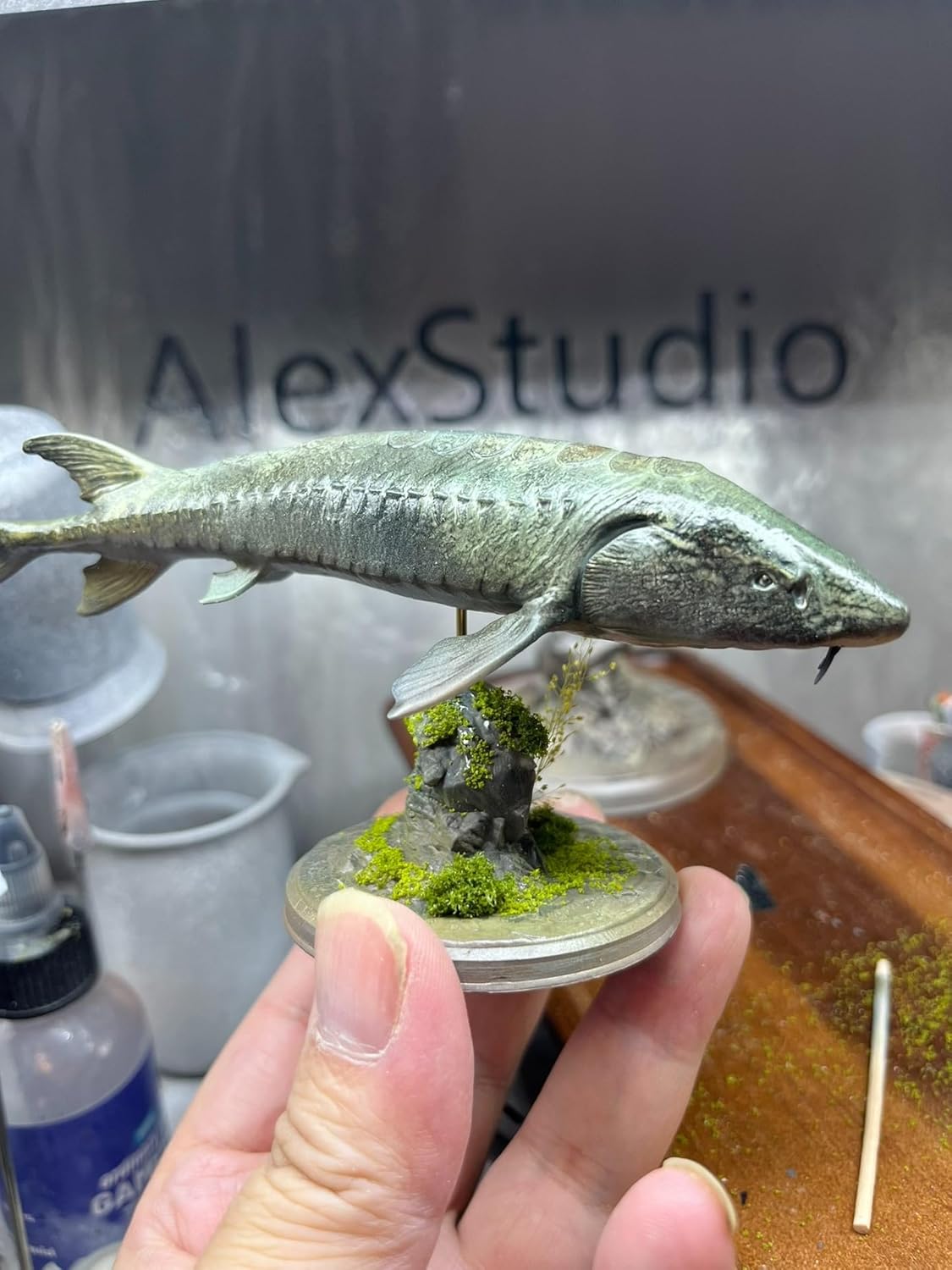 BACALYSO | ALEX STUDIO 1/35 Scale Sturgeon Figure, 4.7 inch (12 cm) Class, Fish, Chinese Sturgeon, Animal, Resin, Painted Statue, Cute, Realistic Animal, Plastic Model, Toy, Figurine