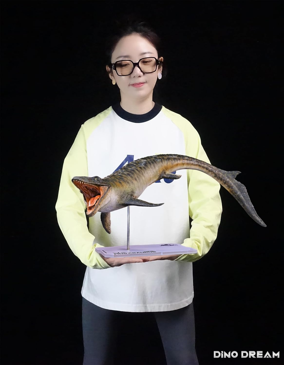 DINO DREAM 1/30 サイズ モササウルス 水生有鱗目 白亜紀 モササウルス科 恐竜 大きい65cm級 フィギュア 樹脂 プラモデル 模型 シーン 情景セット 塗装済 台座付き