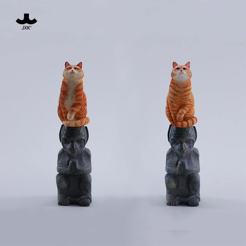 JXK 猫 建物 スタチュー 可愛い ネコ 動物 リアル フィギュア 樹脂 プラモデル 模型 18cm級 完成品 ねこ好き 置物 スタチュー (JXK284A)