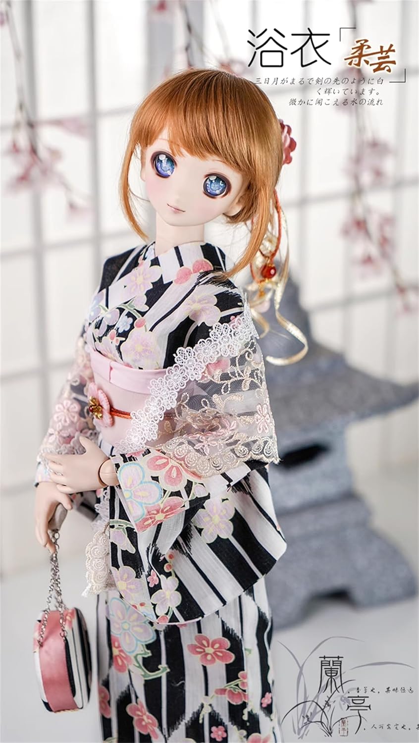蘭亭集夢 1/3 1/4 1/6 スケール BJD 球体関節人形 服 浴衣 柔芸 女の子 着物 晴れ着 8点セット 和柄 人形服 着せ替え服 仮装 服セット
