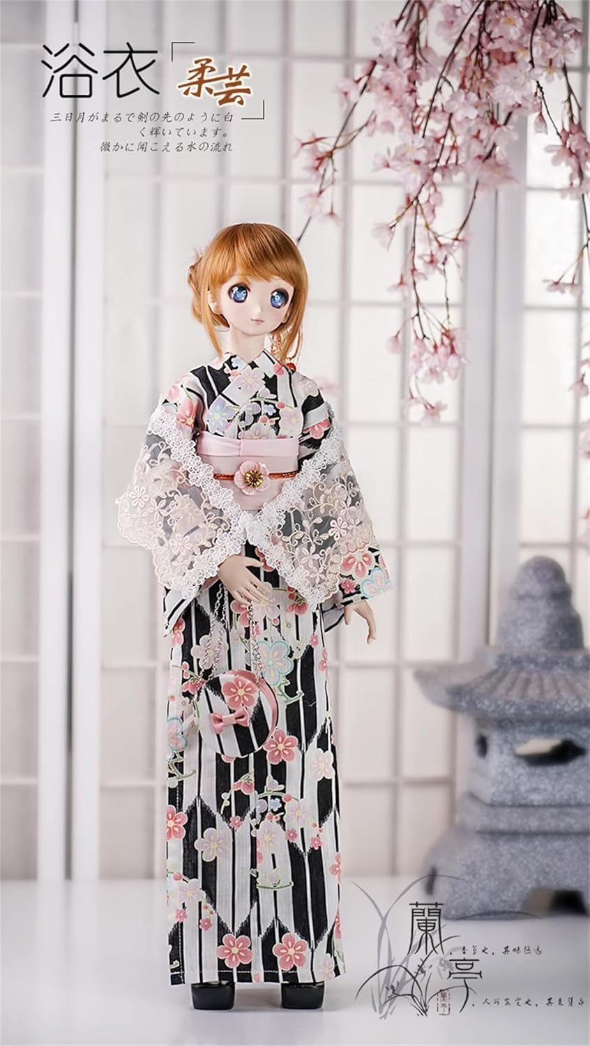 蘭亭集夢 1/3 1/4 1/6 スケール BJD 球体関節人形 服 浴衣 柔芸 女の子 着物 晴れ着 8点セット 和柄 人形服 着せ替え服 仮装 服セット