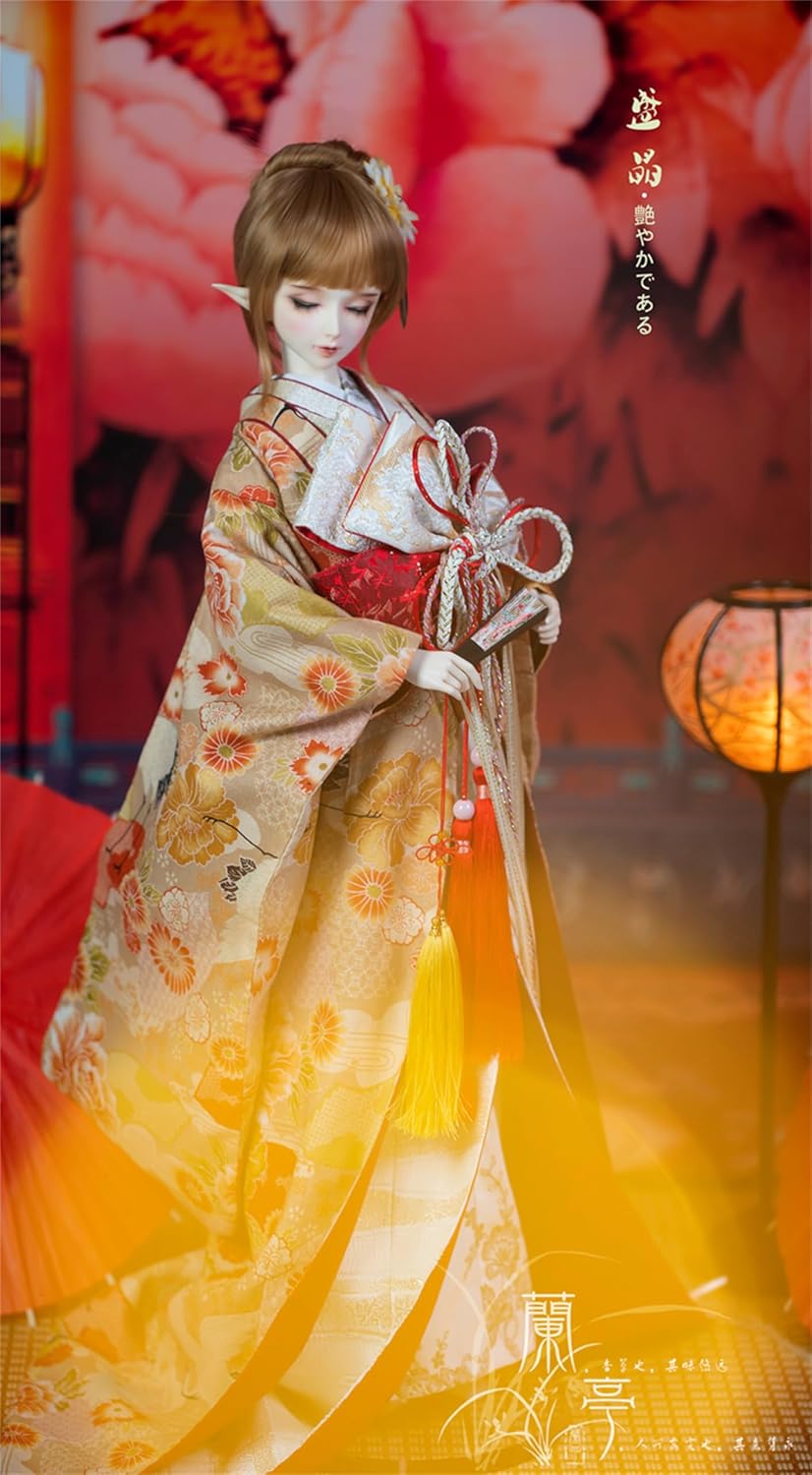 蘭亭集夢 1/3 1/4 1/6 スケール BJD 人形服 花魁 花嫁 盛晶 女の子 着物 晴れ着 8点セット 振袖 和柄 人形服 着せ替え 服 仮装 服セット