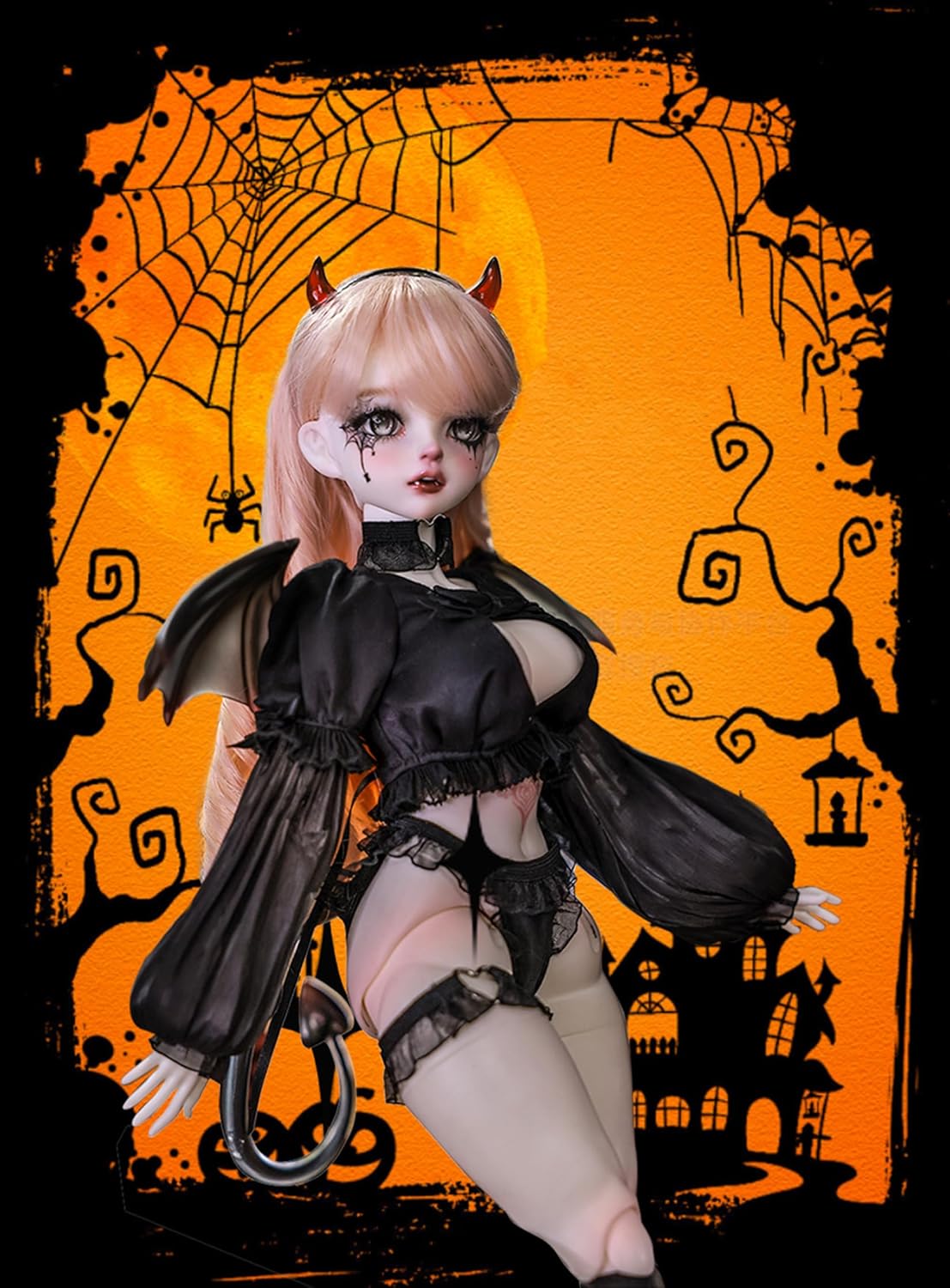 BACALYSO | shuga fairy 1/4 スケール 球体関節人形 女 サブリナ 悪魔 セクッシー 翼 BJDドール 可動 フィギュア 身長41CM メイク済み 仮装でき 可愛い 樹脂 服セット (洋服セット)
