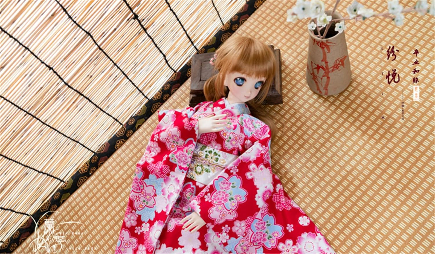 蘭亭集夢 1/3 1/4 1/6 スケール BJD 人形服 紅地 桜 卒業着物 纷悦 女の子 晴れ着 7点セット 振袖 和柄 人形服 着せ替え服 仮装 服セット