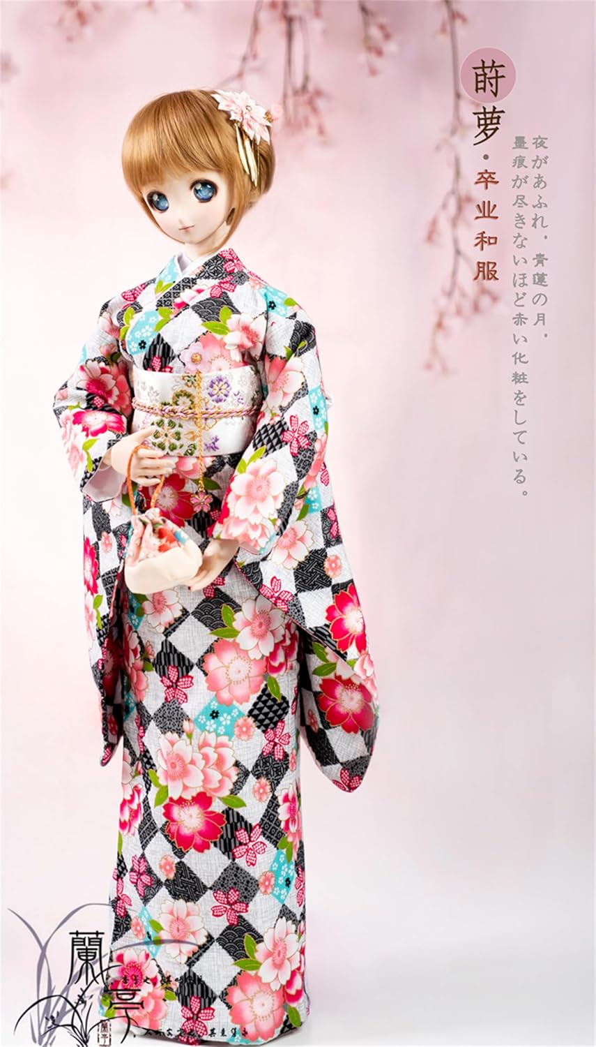 蘭亭集夢 1/3 1/4 1/6 スケール BJD 人形服 桜 矢羽卒業着物 莳萝 女の子 晴れ着 7点セット 振袖 和柄 花柄 人形服 着せ替え服 仮装 服セット