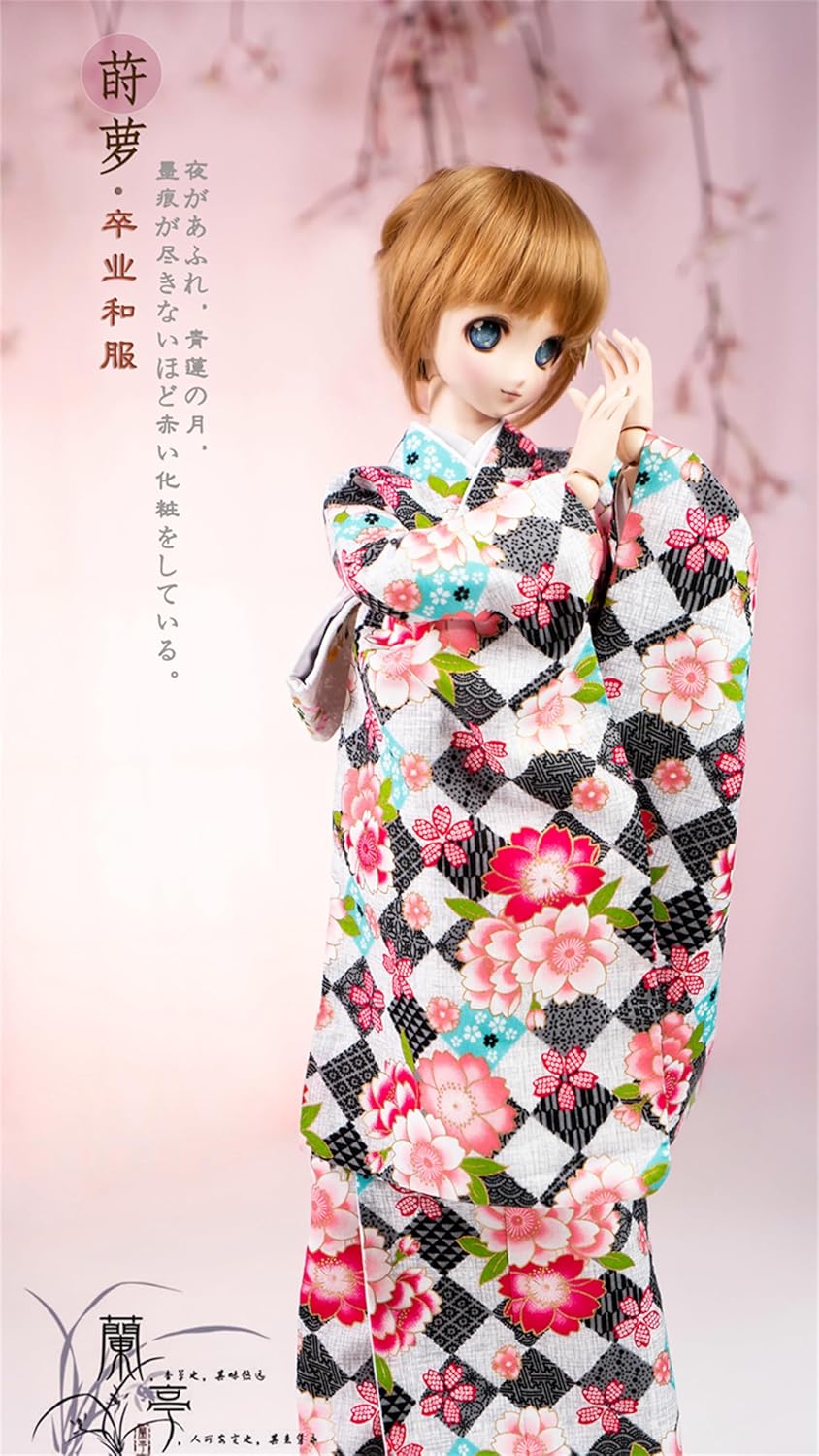 蘭亭集夢 1/3 1/4 1/6 スケール BJD 人形服 桜 矢羽卒業着物 莳萝 女の子 晴れ着 7点セット 振袖 和柄 花柄 人形服 着せ替え服 仮装 服セット
