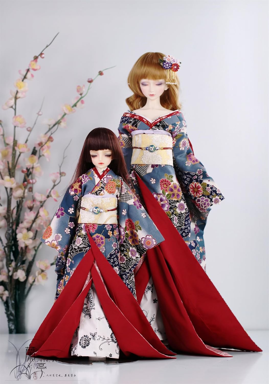 蘭亭集夢 1/3 1/4 1/6 スケール BJD 人形用服 花魁 花嫁 青箜 女の子 着物 晴れ着 8点セット 振袖 和柄 人形服 服セット