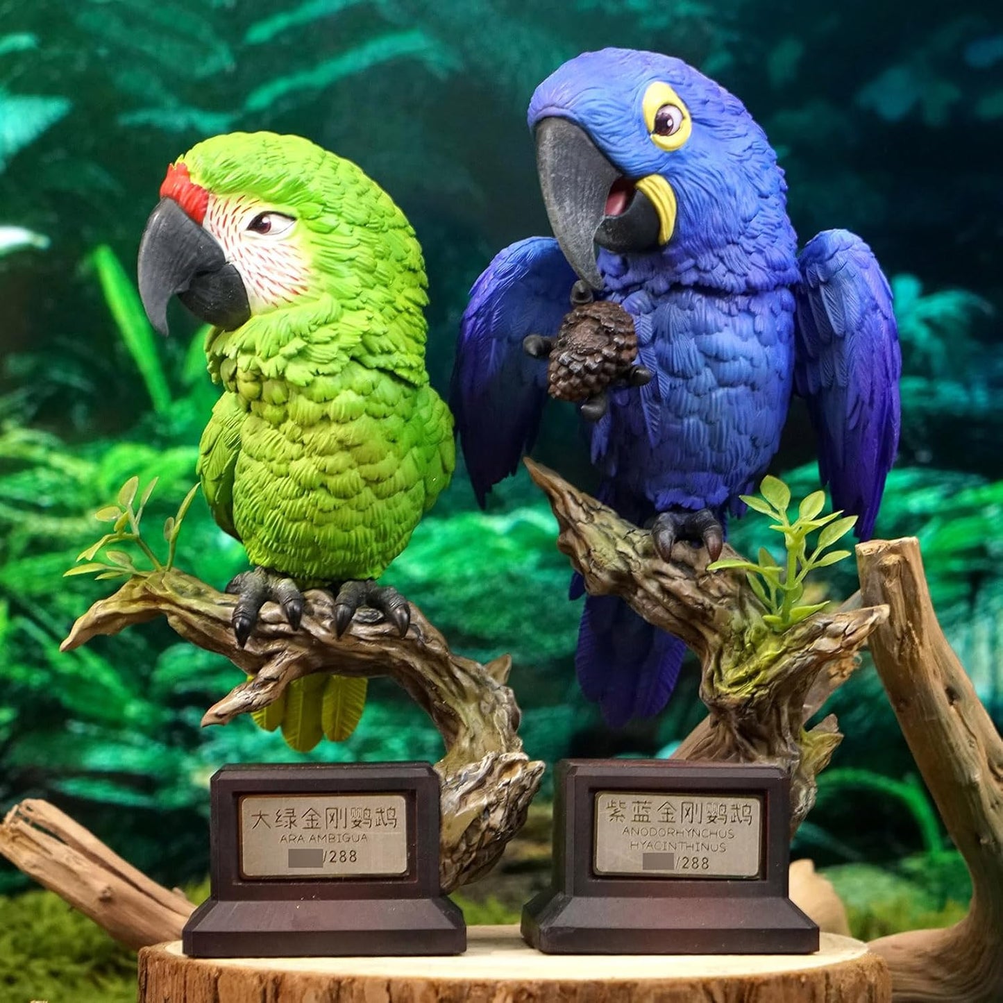動物バンバン 鳥シリーズ第5弾 ヒワコンゴウインコ スミレコンゴウインコ フィギュア オス メス 台座付き 14cm級 リアル 可愛い プラモデル 大人のコレクション スタチュー 模型 プレゼント 撮影道具 置物 (2点セット) [並行輸入品]