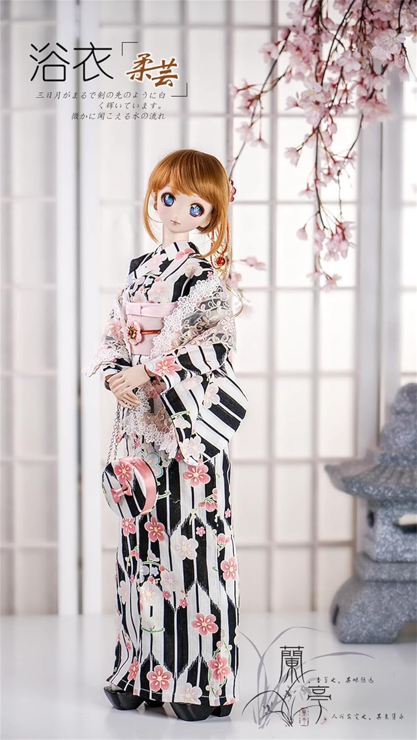 蘭亭集夢 1/3 1/4 1/6 スケール BJD 球体関節人形 服 浴衣 柔芸 女の子 着物 晴れ着 8点セット 和柄 人形服 着せ替え服 仮装 服セット