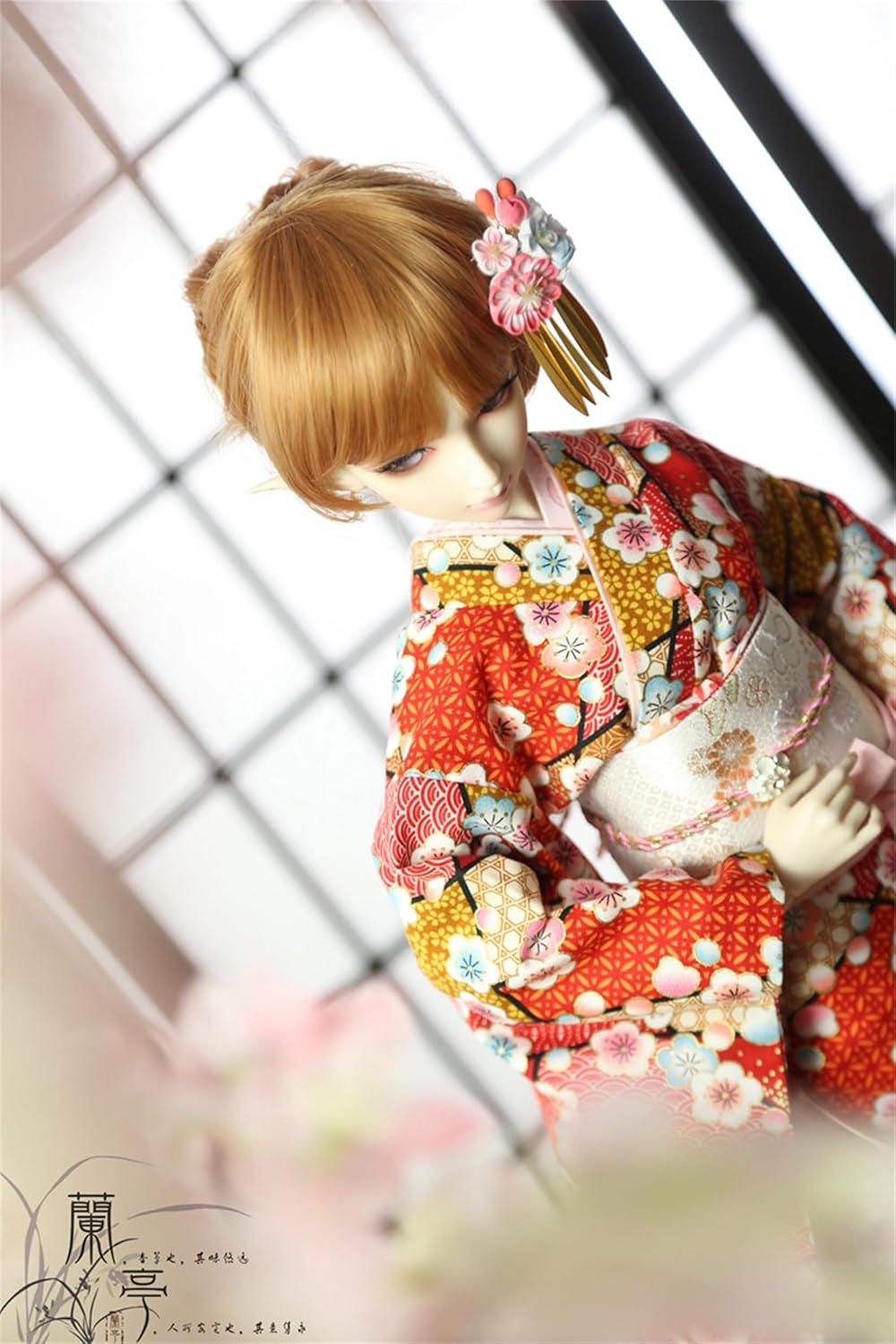 蘭亭集夢 1/3 1/4 1/6 スケール BJD 人形服 和風 振袖 浴衣 吟春 女の子 着物 晴れ着 7点セット 着物 和柄 人形服 着せ替え 服セット