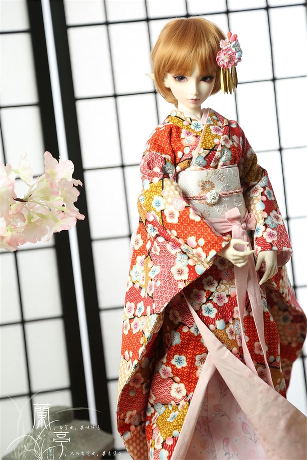 蘭亭集夢 1/3 1/4 1/6 スケール BJD 人形服 和風 振袖 浴衣 吟春 女の子 着物 晴れ着 7点セット 着物 和柄 人形服 着せ替え 服セット