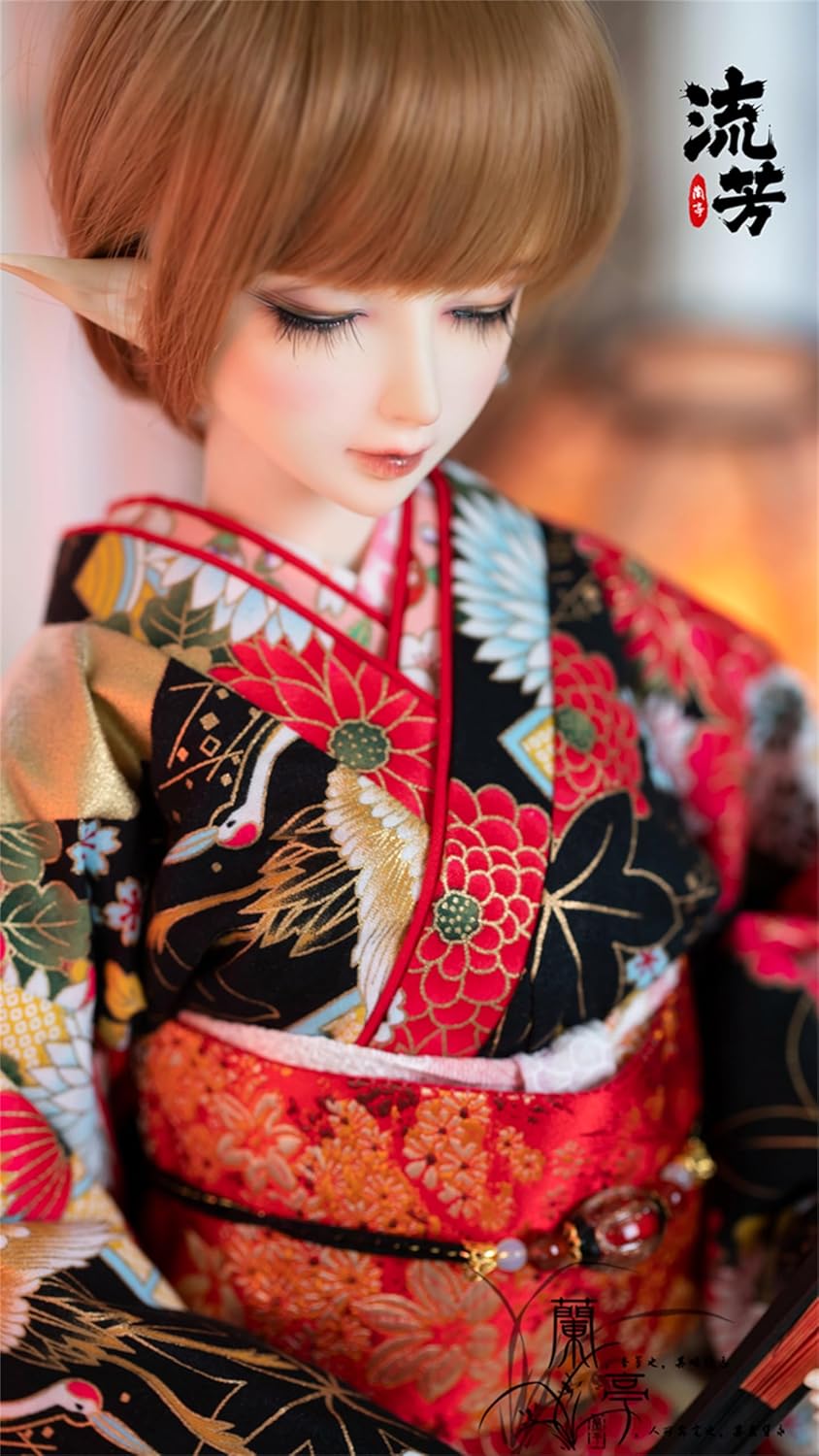 蘭亭集夢 1/3 1/4 1/6 スケール BJD 人形服 花魁 花柄花嫁 流芳女の子 着物晴れ着 9点セット 振袖着物 和柄 人形服 着せ替え服 仮装服セット