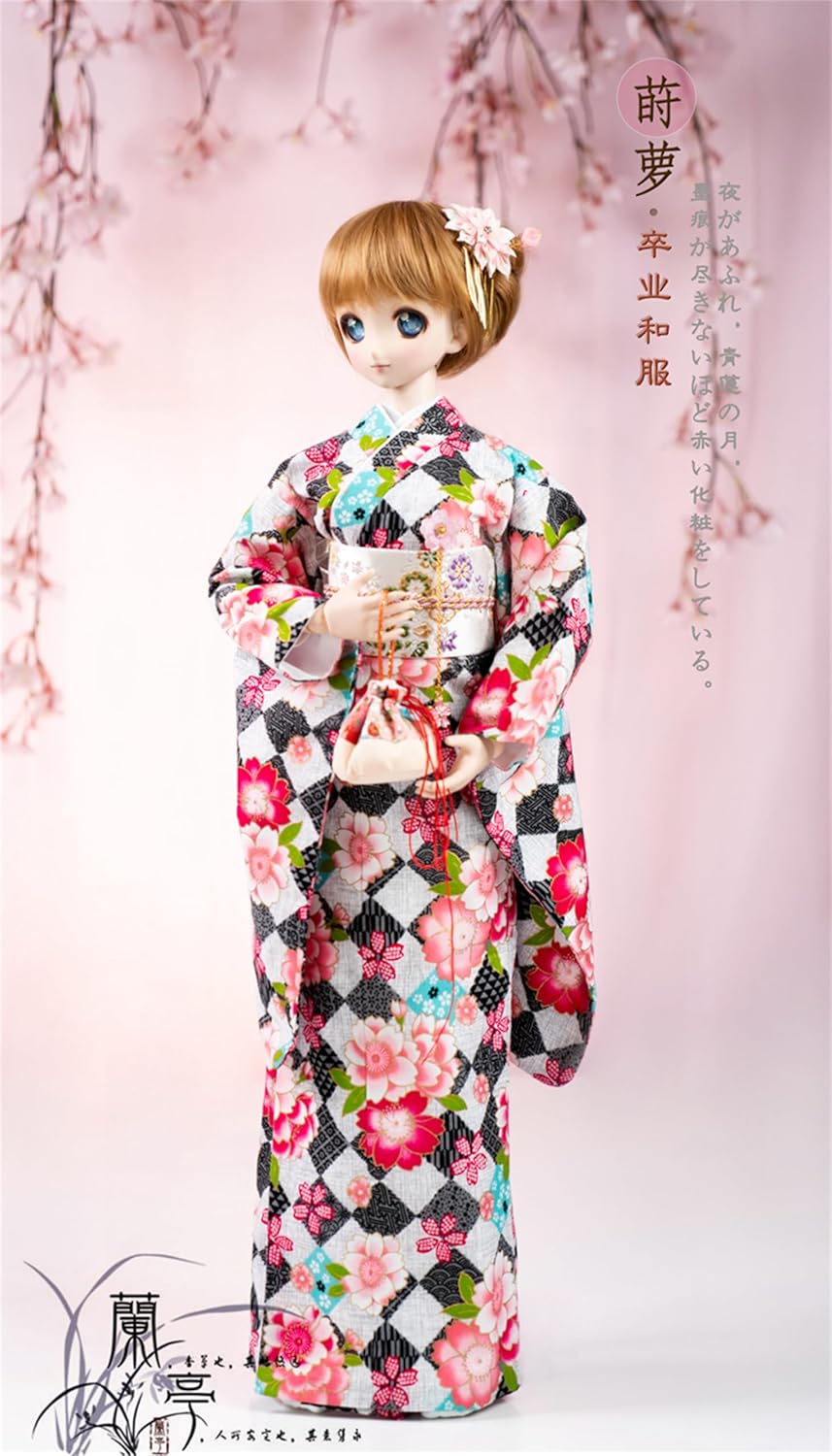 蘭亭集夢 1/3 1/4 1/6 スケール BJD 人形服 桜 矢羽卒業着物 莳萝 女の子 晴れ着 7点セット 振袖 和柄 花柄 人形服 着せ替え服 仮装 服セット