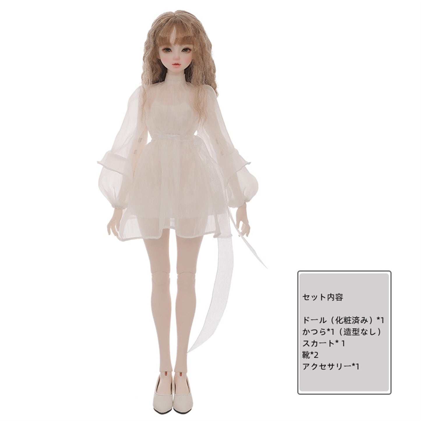 shuga fairy 1/4 スケール 球体関節人形 女 Bariy ワイトスカート BJDドール 塗装済み 可動 フィギュア 身長44CM メイク済み 仮装でき 樹脂