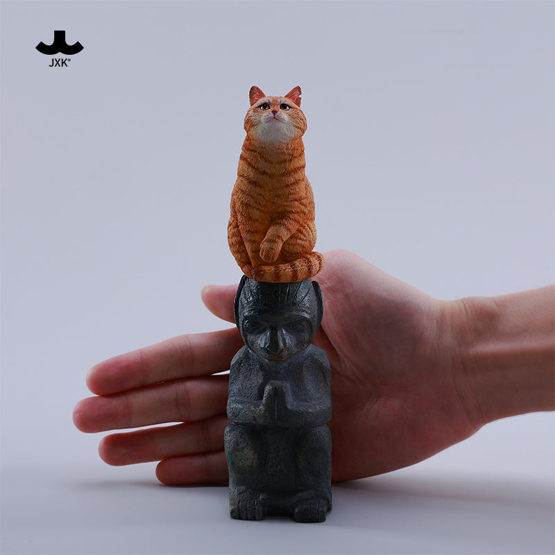JXK 猫 建物 スタチュー 可愛い ネコ 動物 リアル フィギュア 樹脂 プラモデル 模型 18cm級 完成品 ねこ好き 置物 スタチュー (JXK284A)